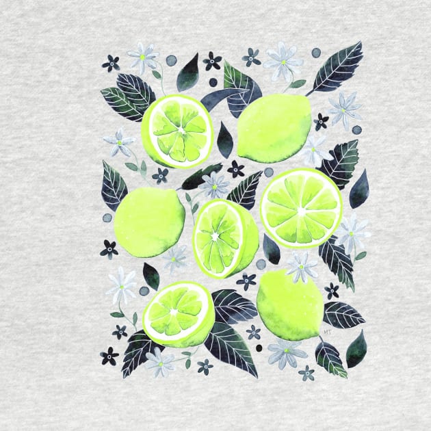 Watercolor Limes Pattern - Gray by monitdesign